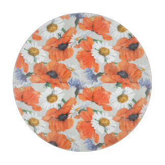 Planche À Découper Aquarelle Fleurs sauvages : Palette d'été brillant