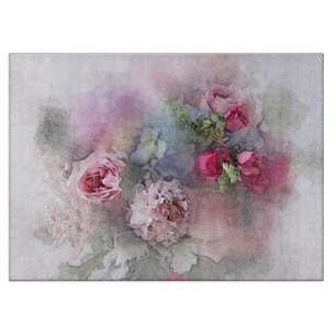 Planche À Découper Aquarelle Floral Roses Fleurs Modèle Bouquet