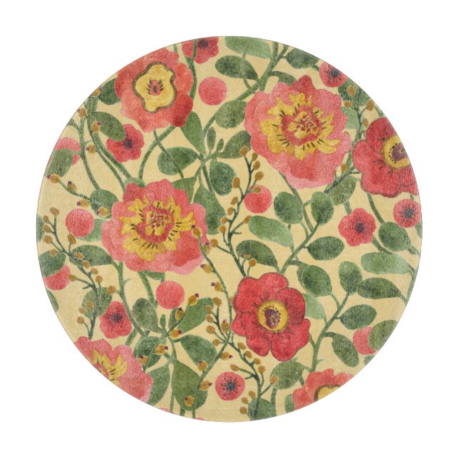 Planche À Découper Aquarelle florale rétro : Élégance intemporelle (Devant)