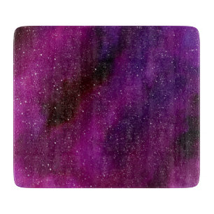 Planche À Découper Aquarelle Galaxies rose violet