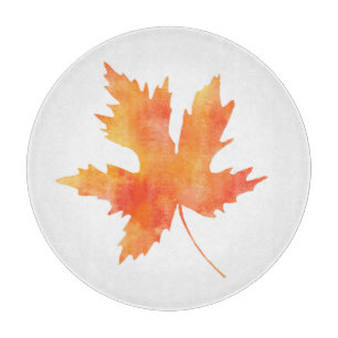 Planche À Découper Aquarelle jaune orange Feuille d'érable