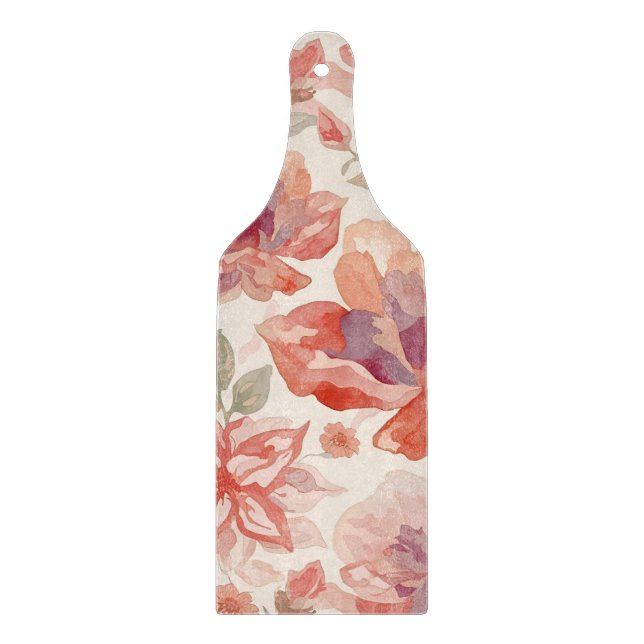 Planche À Découper Aquarelle Pastel Fleurs clair Orange (Devant)