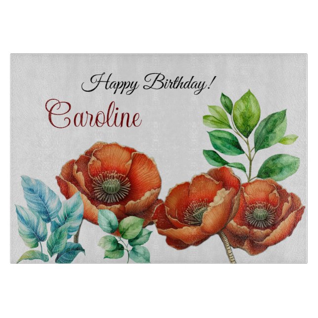 Planche À Découper Aquarelle Sublime Gras Rouge Papillons (Devant)