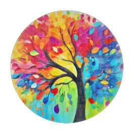 Planche À Découper Arbre arc-en-ciel de la peinture de la vie