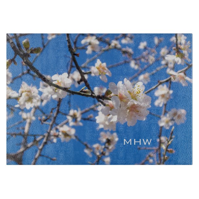 Planche À Découper Arbre de fleurs tableau de découpe monogramme pers (Devant)