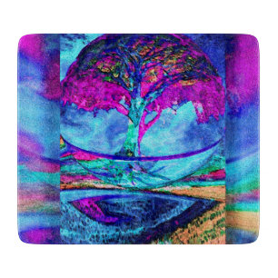 Planche À Découper Arbre de méditation de la vie dans le pourpre