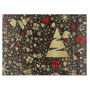 Planche À Découper Arbre de Noël, chapeaux de Père Noël et présents