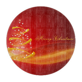 Planche À Découper Arbre de Noël rouge étincelant