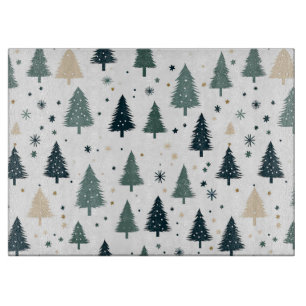 Planche À Découper Arbre de Noël vert simple et blanc