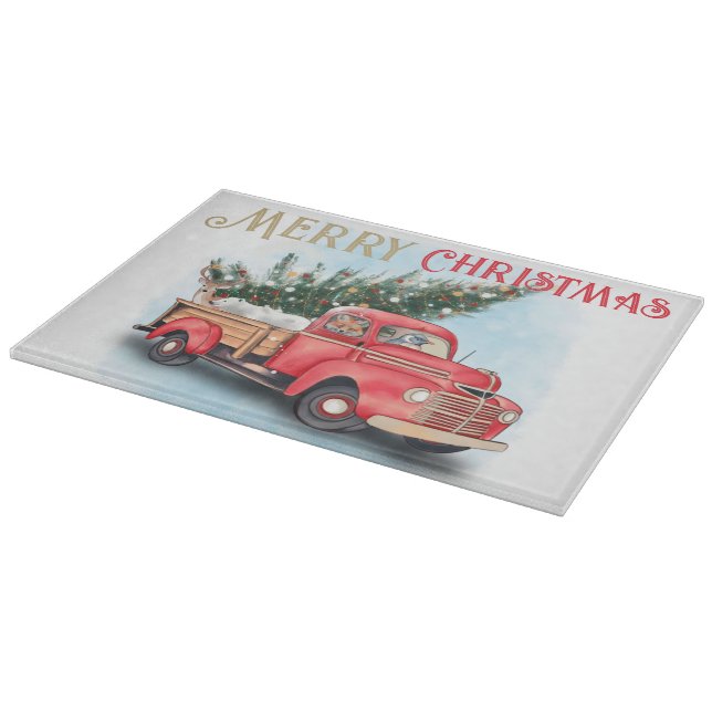 Planche À Découper Arbre de Noël vintage Red Truck (Coin)