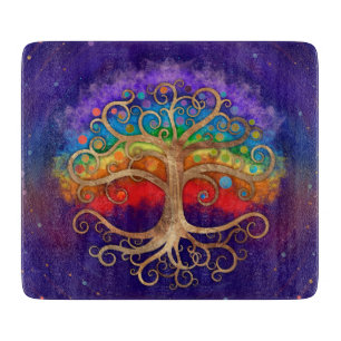 Planche À Découper Arbre de vie Golden Swirl et Rainbow