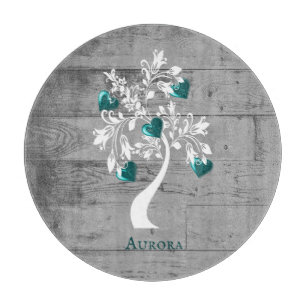 Planche À Découper Arbre turquoise des Coeurs Tableau de coupe person