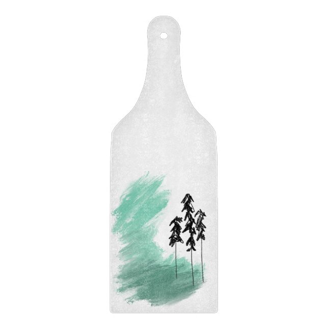 Planche À Découper Arbre vert scandinave art simple menthe moderne (Devant)