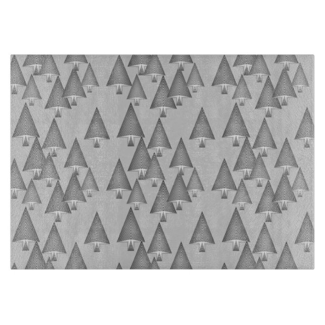 Planche À Découper Arbres de Noël métalliques modernes - gris argenté (Devant)