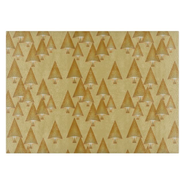 Planche À Découper Arbres de Noël métalliques modernes - or jaune (Devant)