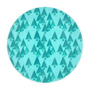 Planche À Découper Arbres de Noël métalliques modernes - turquoise