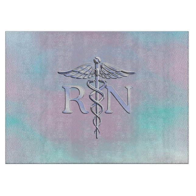Planche À Découper Argent comme RN Caduceus Médicale Mère Pearl (Devant)