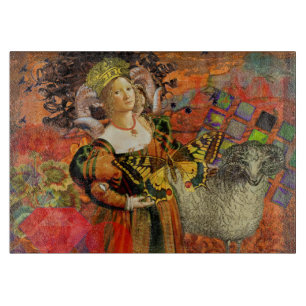 Planche À Découper Aries Orange Woman : Collage d'art antique gothiqu