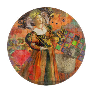 Planche À Découper Aries Orange Woman : Collage d'art antique gothiqu