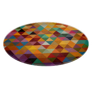 Planche À Découper Arrière - plan Motif Vintage Triangles.