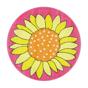 Planche À Découper Arrière - plan rose tournesol dessiné à la main