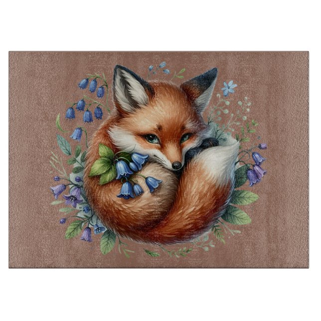 Planche À Découper Art botanique du renard floral (Devant)