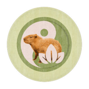 Planche À Découper Art de la nature paisible du capybara Zen Yin Yang