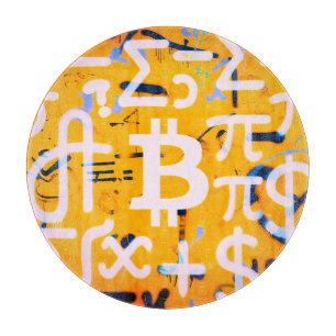 Planche À Découper Art de rue Bitcoin (peinture orange n° 4)