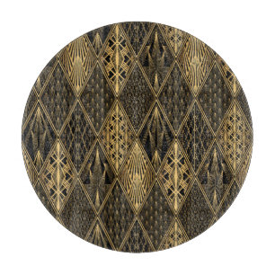 Planche À Découper Art Déco Black Gold Elegance
