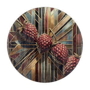Planche À Découper Art Déco framboise géométrique or