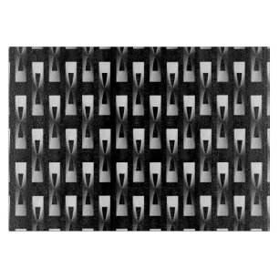 Planche À Découper Art Déco Métallo Géométrique - Argent et Noir