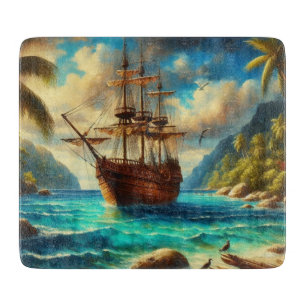Planche À Découper Art des navires de plage des Caraïbes/tropicale