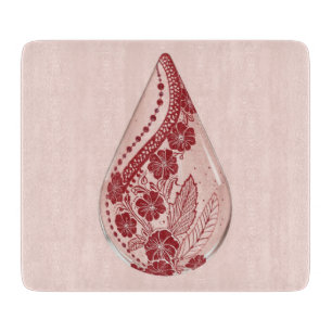 Planche À Découper Art floral AI rose pâle et acajou