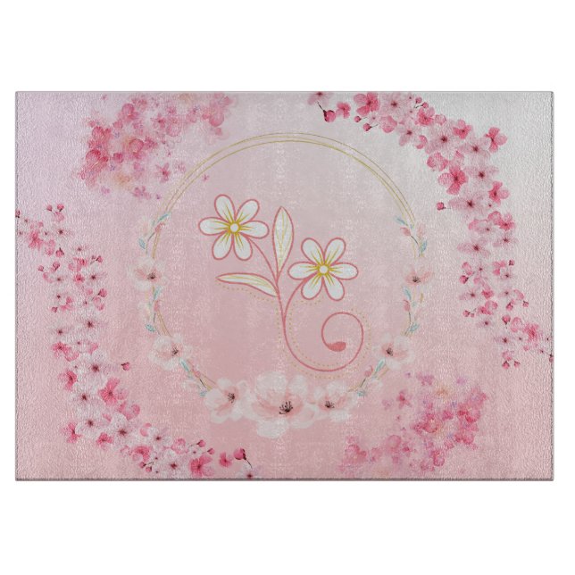 Planche À Découper Art Floral rose, Fleur de printemps fraîche (Devant)