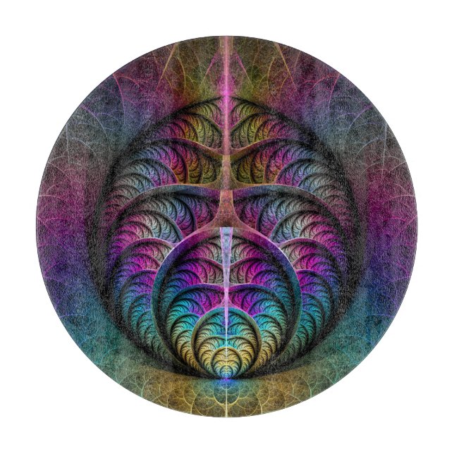 Planche À Découper Art Fractal Abstrait coloré à motifs Trippy (Devant)