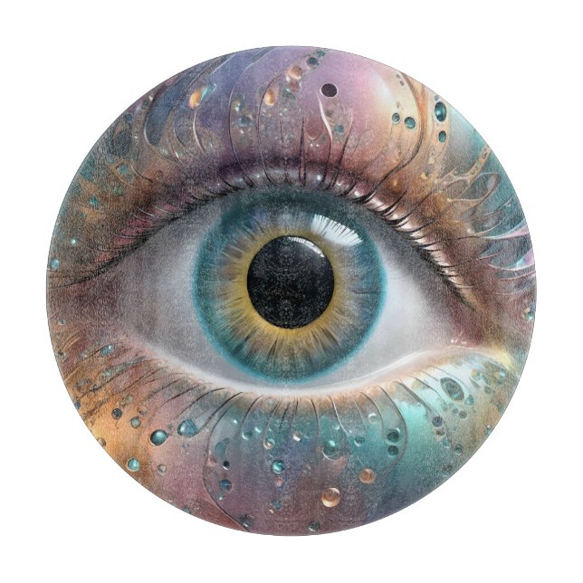 Planche À Découper Art Fractal Blue Eyeball, (Devant)