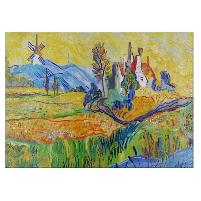 Planche À Découper Art Impressionniste Moderne Été Provence Paysage (Devant)