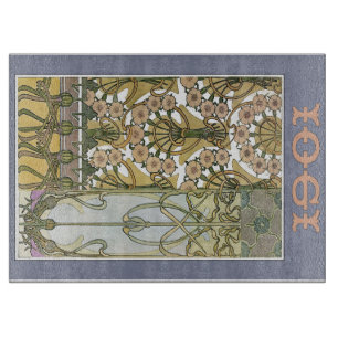 Planche À Découper Art nouveau floral alphonse mucha art 1901
