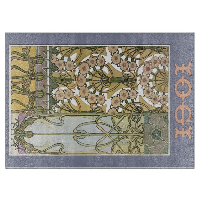 Planche À Découper Art nouveau floral alphonse mucha art 1901 (Devant)