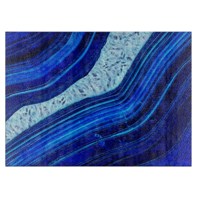 Planche À Découper Art numérique en marbre bleu Agate (Devant)