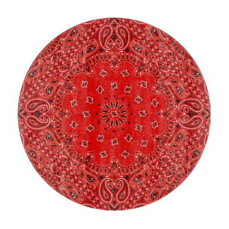 Planche À Découper Art occidental rouge en verre de tissu d'écharpe
