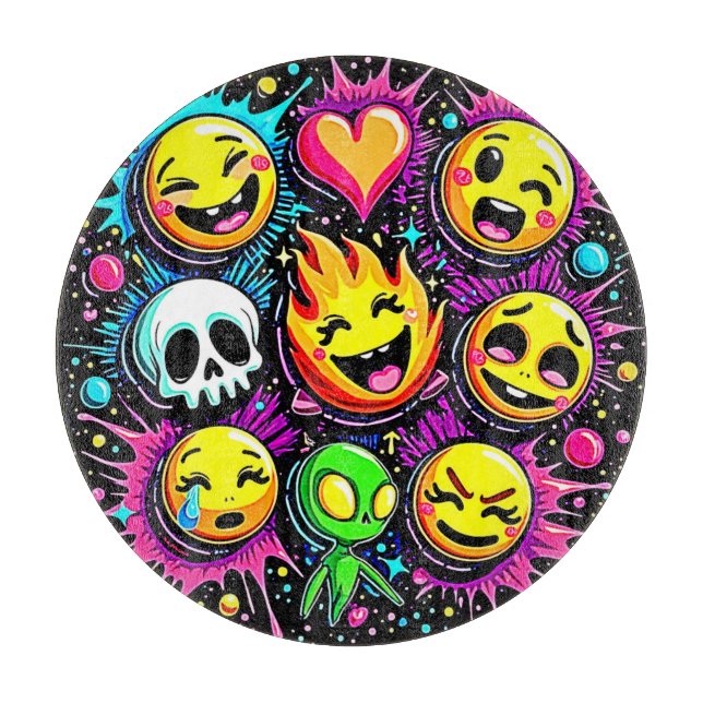 Planche À Découper Art pop Emoji vibrant (Devant)