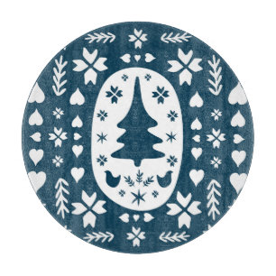 Planche À Découper Art populaire de Noël : Doodle scandinave.