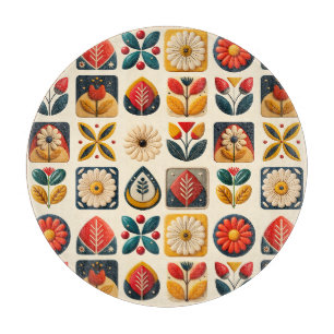 Planche À Découper Art populaire Retro Mosaïque Florale Coziness