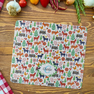 Planche À Découper Art populaire scandinave Monogramme Motif Boho Mod