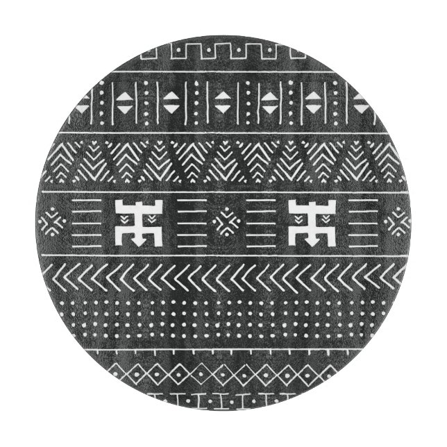 Planche À Découper Art Tribal Africain : Géométrique Noir & Blanc (Devant)