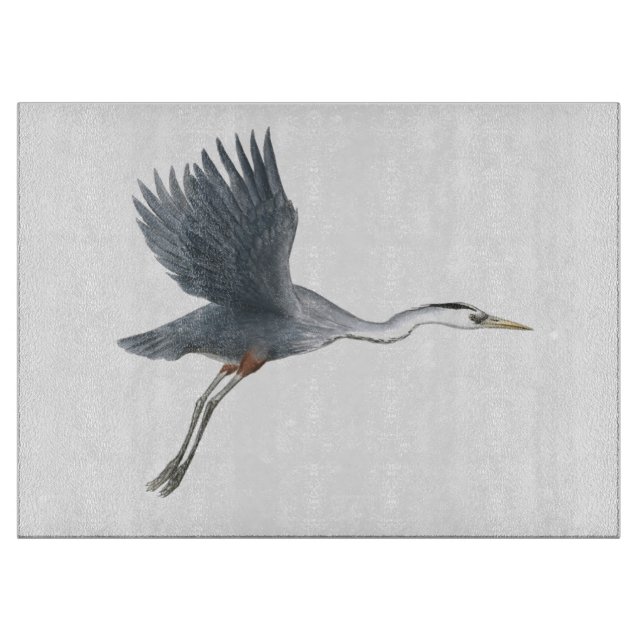 Planche À Découper Art volant d'oiseau de héron de grand bleu (Devant)