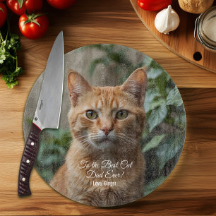 Planche À Découper Au meilleur chat papa jamais photo personnalisée