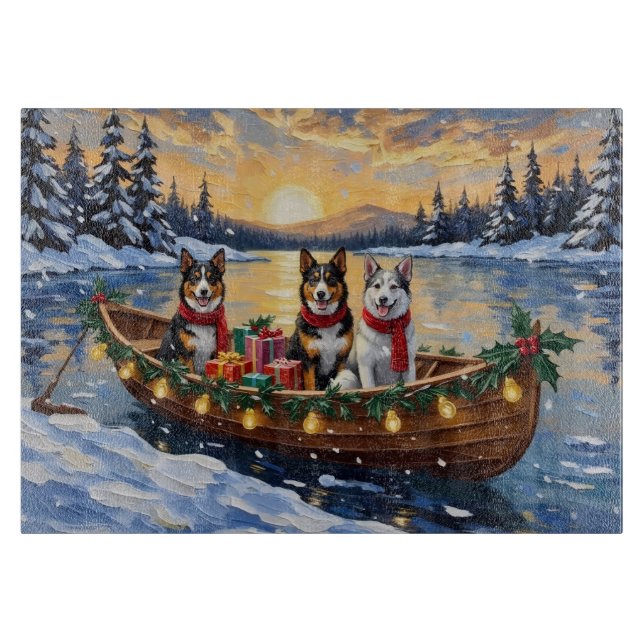 Planche À Découper Australian Cattle Dog Christmas Boat Holiday (Devant)