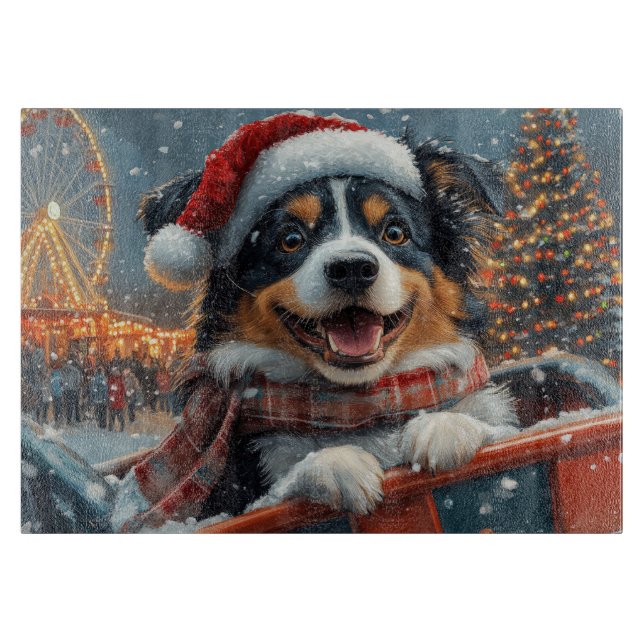 Planche À Découper Australie Berger Dog Roller Dessous de verre Noël (Devant)